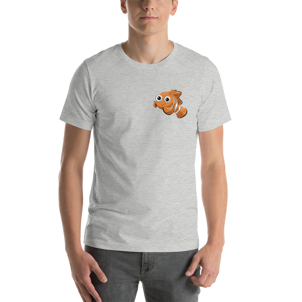 Front and Back Clownfish & YoCamron's Aquatics Graphic Value Priced T-Shirt