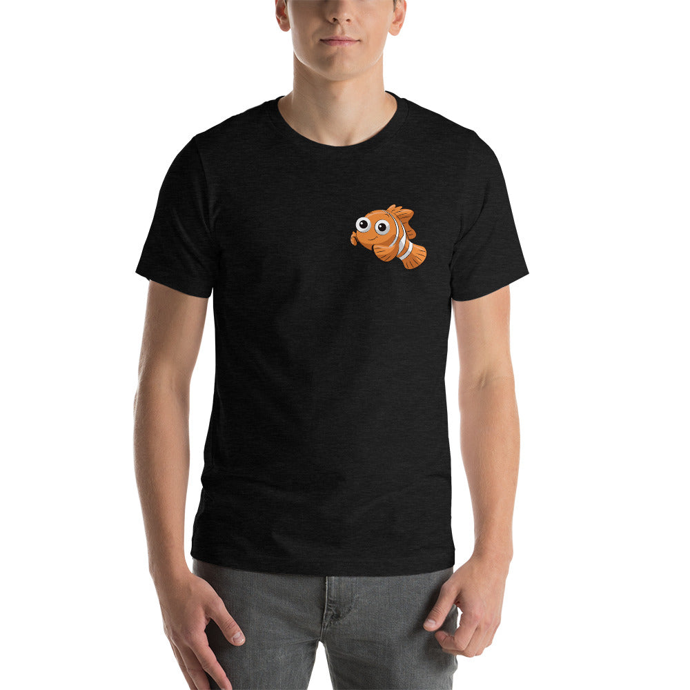 Front and Back Clownfish & YoCamron's Aquatics Graphic Value Priced T-Shirt