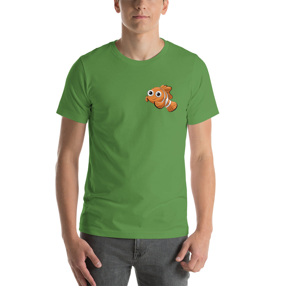 Front and Back Clownfish & YoCamron's Aquatics Graphic Value Priced T-Shirt