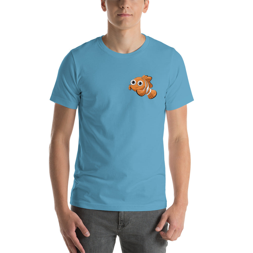 Front and Back Clownfish & YoCamron's Aquatics Graphic Value Priced T-Shirt