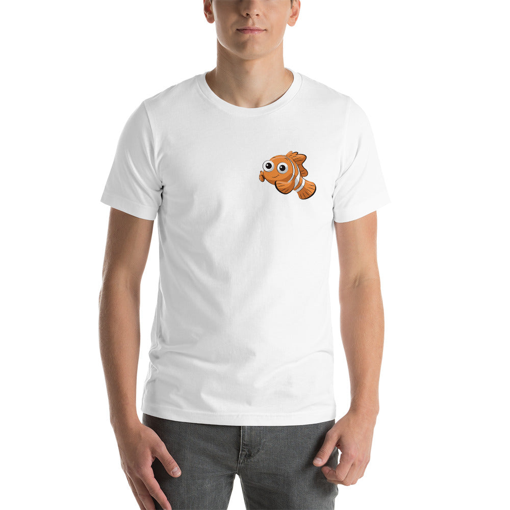 Front and Back Clownfish & YoCamron's Aquatics Graphic Value Priced T-Shirt