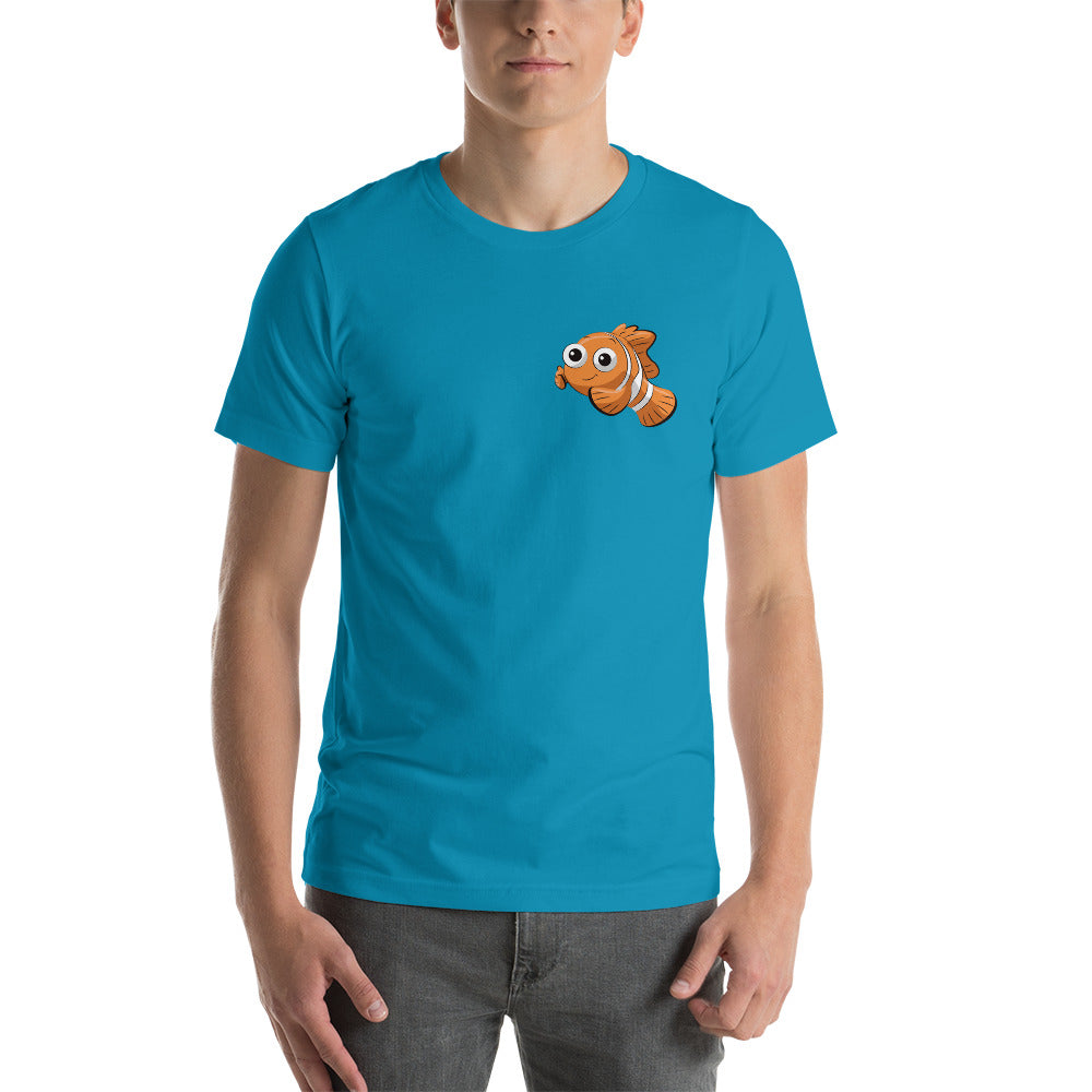 Front and Back Clownfish & YoCamron's Aquatics Graphic Value Priced T-Shirt