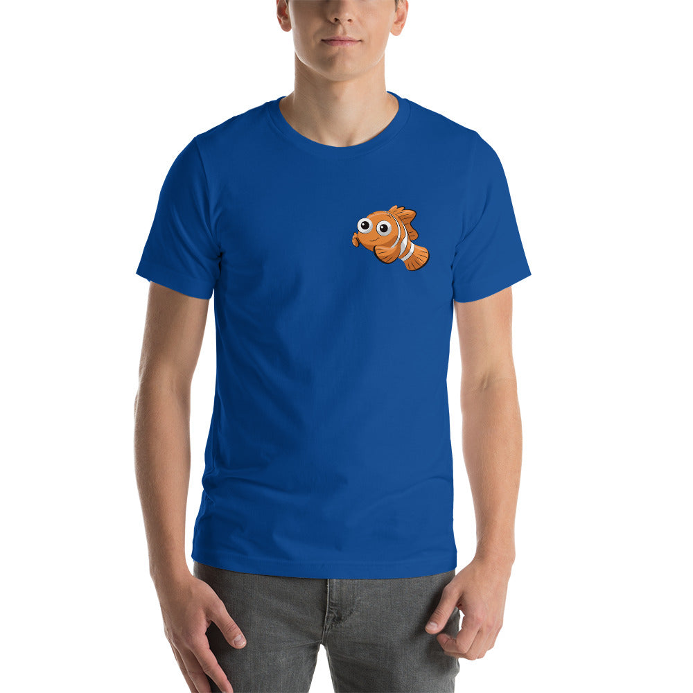 Front and Back Clownfish & YoCamron's Aquatics Graphic Value Priced T-Shirt